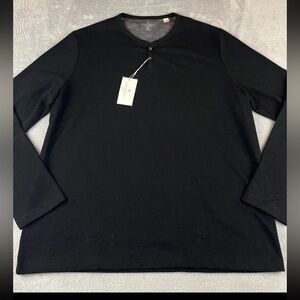 Con.Struct mens Black Textured Henley Long Sleeve Shirt size XXL